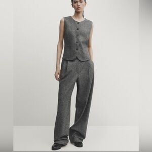🔥🔥Massimo Dutti Wide Leg Trousers NWT Women’s Sz 12 Classic Workwear Minimalist